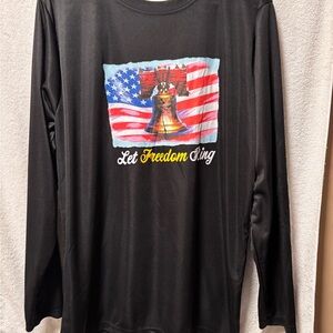 Black Long Sleeve Shirt with Patriotic Print